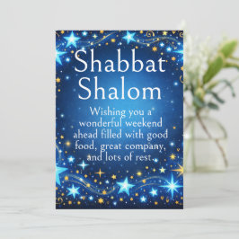 Cartão Shabbat Shalom, Estrelas Brilhantes, Desejos de Ou