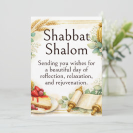 Cartão Shabbat Shalom, Suculentas Caprichosas em Aquarela