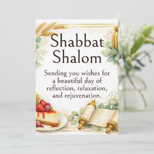 Cartão Shabbat Shalom, Suculentas Caprichosas em Aquarela