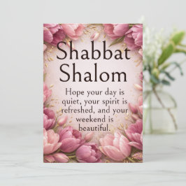 Cartão Shabbat Shalom, Tulipas Rosa Mauve, Desejo Caprich