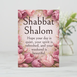 Cartão Shabbat Shalom, Tulipas Rosa Mauve, Desejo Caprich