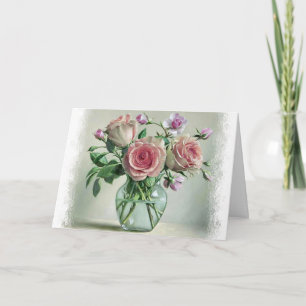 Cartão Shabby Chic Pink Rose Vintage Floral Blank Card