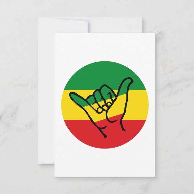 Cartão Shaka Hand With Reggae Colors (Frente)