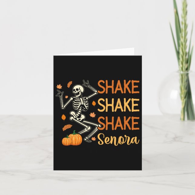 Cartão Shake Senora Funny Skeleton Pumpkin Hallowee (Frente)
