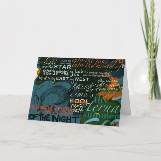 Cartão Shakespeare cita a obscuridade da poesia do amor (Frente)