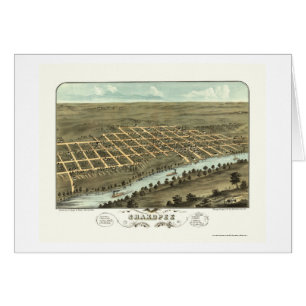 Cartão Shakopee, mapa panorâmico do manganês - 1869