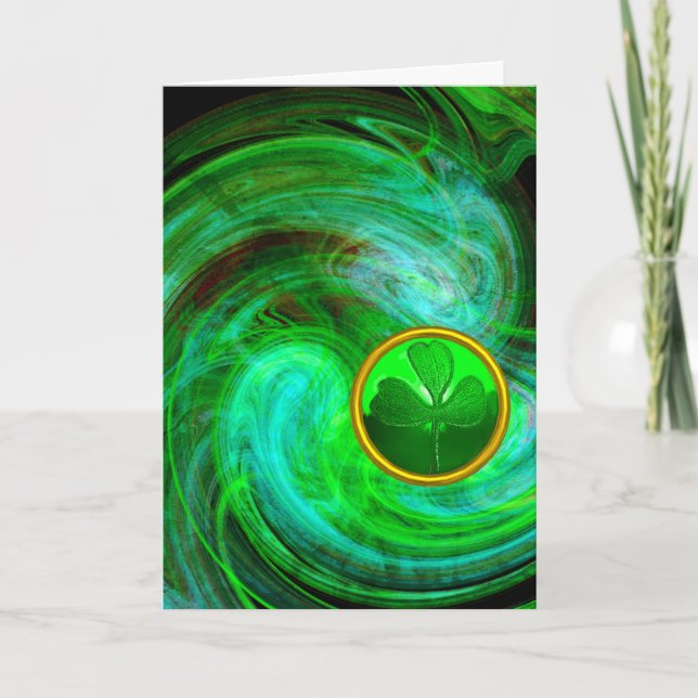 Cartão SHAMROCK DE Dia de São Patrício EM FRATOS VERDES A (Frente)