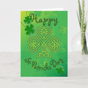 Cartão Shamrock Dia de São Patrício Celtic Knot Irish S