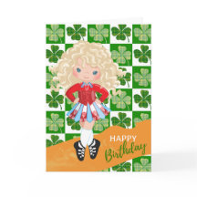 Shamrock Irish Dance Blonar Hair Girl Aniversário