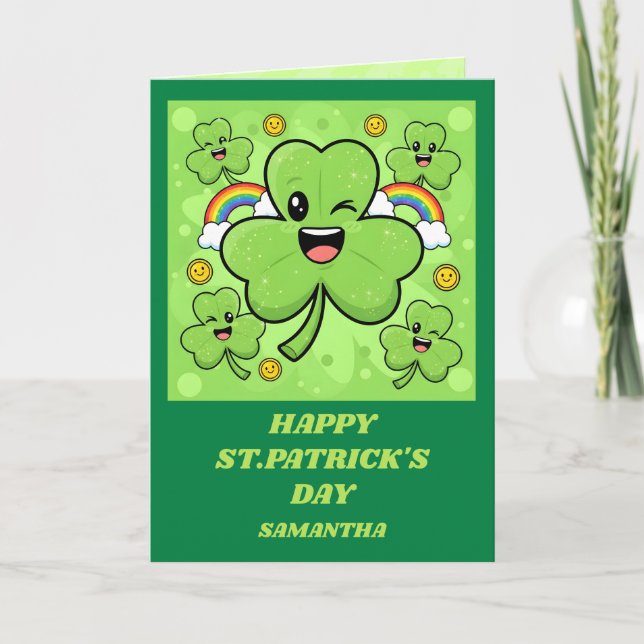 Cartão Shamrock Sparkle St. Patrick’s Day Card (Frente)
