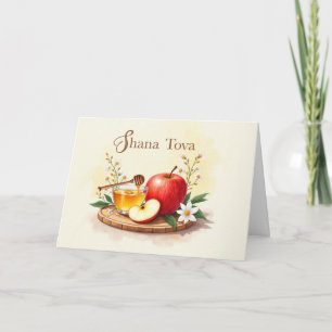 Cartão Shana Tova Rosh Hashanah Apple e flores de mel