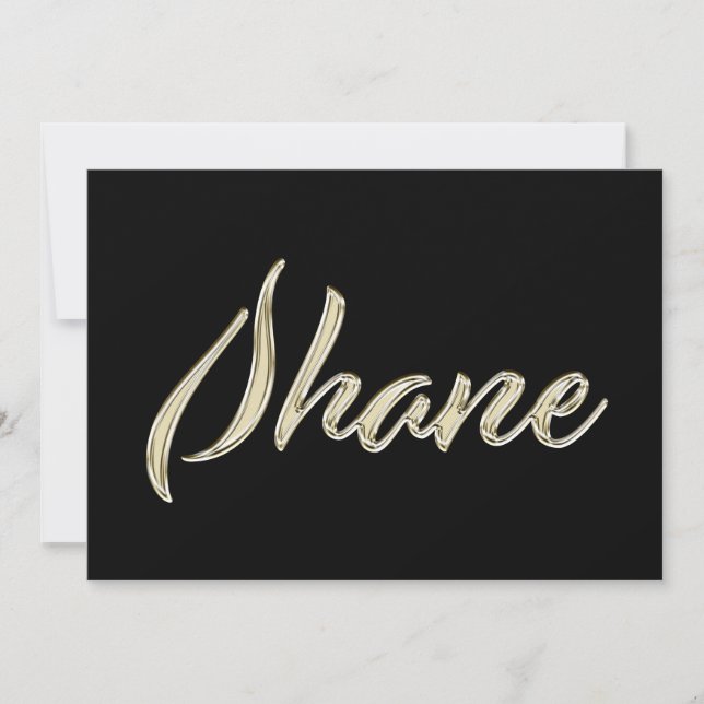 Cartão Shane Name white gold Handwriting Karte (Frente)