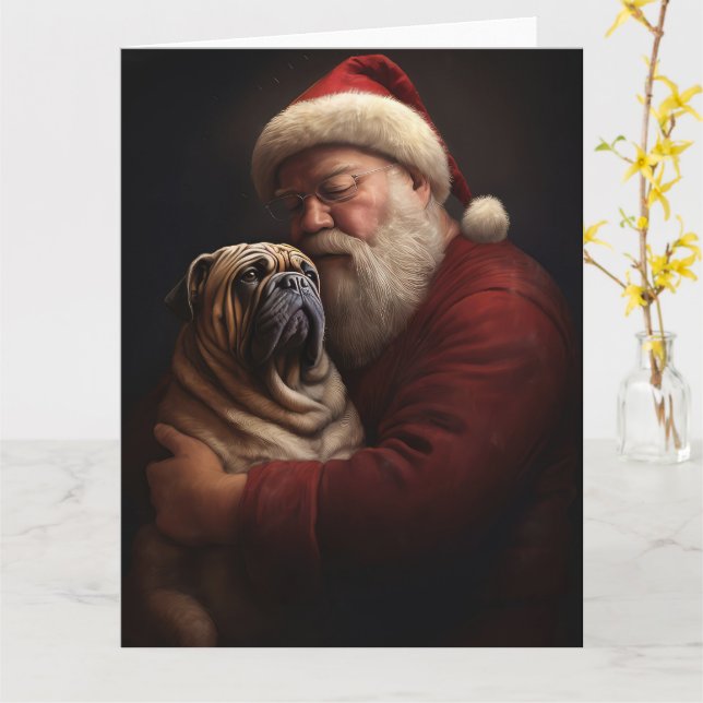 Cartão Shar Pei Com Papai Noel Natal Festivo (Flor Amarela)