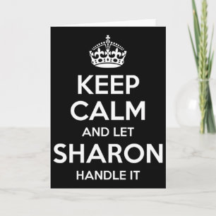 Cartão Sharon Mantenha a Calma Nome Personalizado Piada d