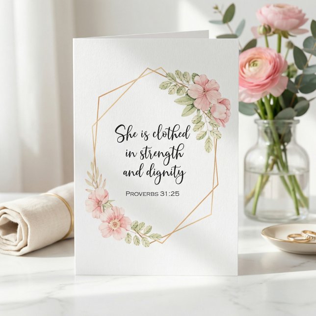 Cartão She Is Clothed in Strength & Dignity Encouragement (Criador carregado)