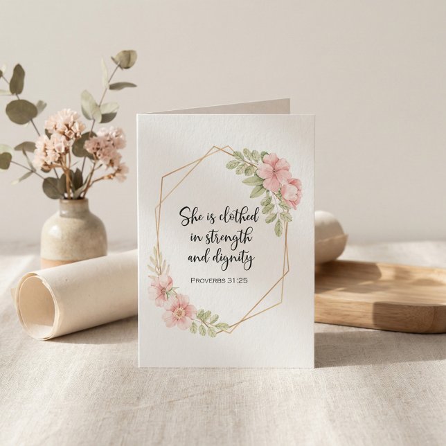 Cartão She Is Clothed in Strength & Dignity Hard Times (Criador carregado)