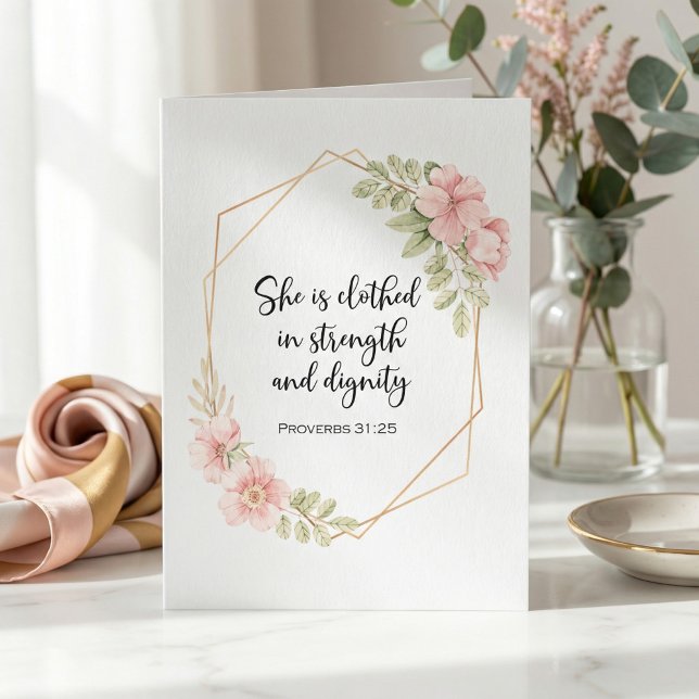 Cartão She Is Clothed in Strength & Dignity Thank you (Criador carregado)