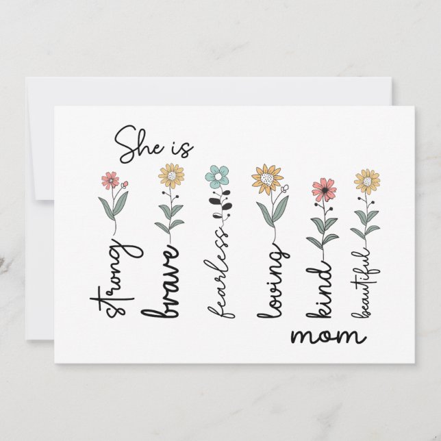 Cartão She is Strong, Brave, Fearless, Loving Mothers Day (Frente)