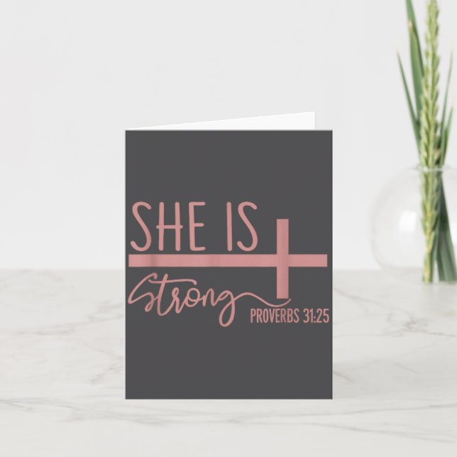 Cartão She Is Strong Proverbs 31_25 Shirt  (Frente)