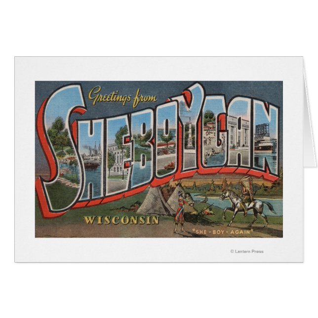 Cartão Sheboygan, Wisconsin (índios # 1) (Frente Horizontal)