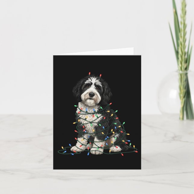 Cartão Sheepadoodle Christmas I'm Fine Everything Is Fine (Frente)