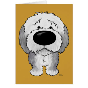 Cartão Sheepdogs ingleses velhos - nariz e bumbum grandes