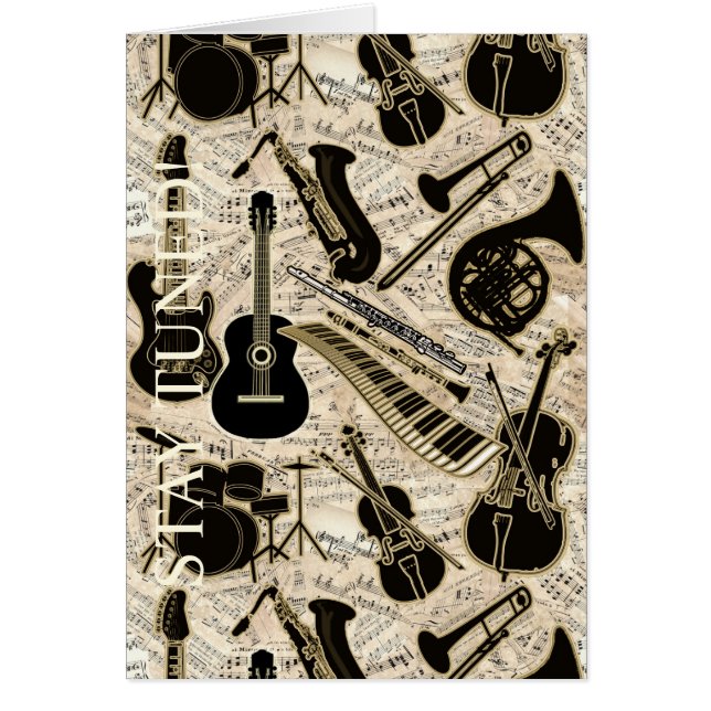 Cartão Sheet Music and Instruments Black/Dourado ID481 (Frente)