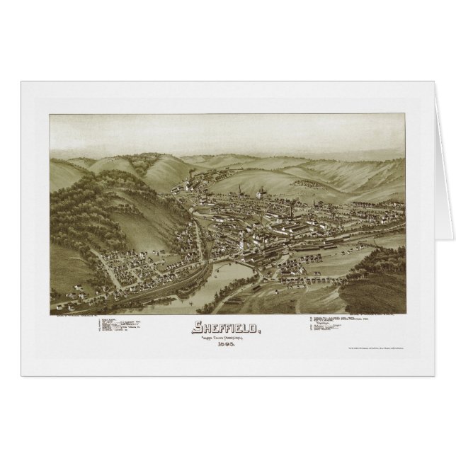 Cartão Sheffield, mapa panorâmico do PA - 1895 (Frente Horizontal)