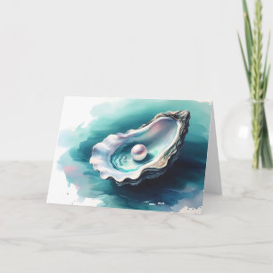 Cartão Shell de Ostra de Aquarela no Vazio Brilhante de S