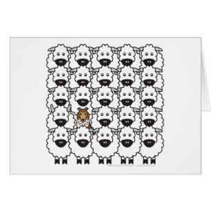 Cartão Sheltie nos carneiros