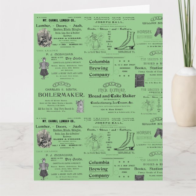 Cartão Shenandoah Pennsylvania Vintage Advertising 1880 (Frente)