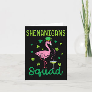 Cartão Shenanigans Squad Irish Flamingo Dia de São Patríc