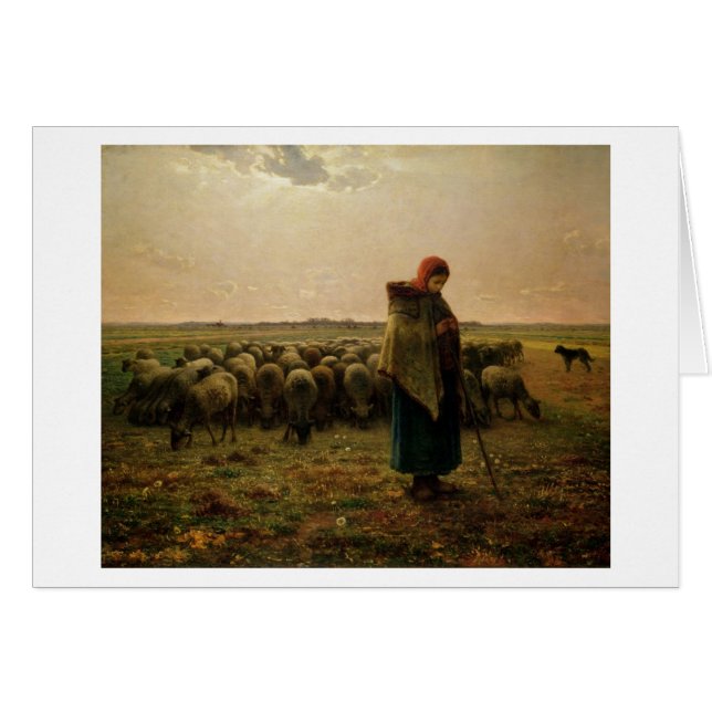 Cartão Shepherdess com seu rebanho, 1863 (Frente Horizontal)