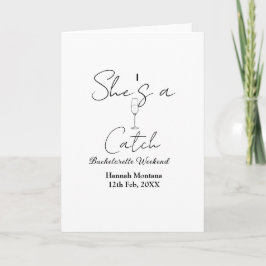 Cartão She's a catch champagne bottle bachelorette weeken