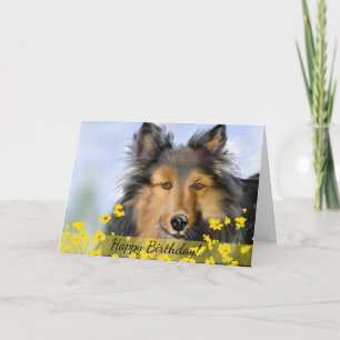 Cartão Shetland Puppy Custom Birthday Greeting Card