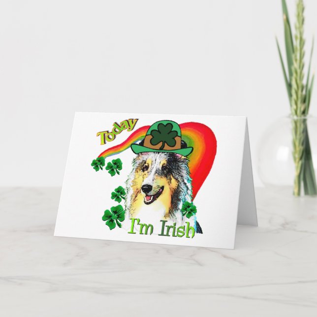 Cartão Shetland Sheepdog St Patricks (Frente)