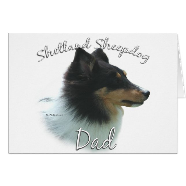 Cartão Shetland Sheepdog (tri) Pai 2 (Frente Horizontal)