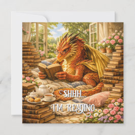 Cartão Shhh… Estou Lendo Leitura Aconchegante Dragão