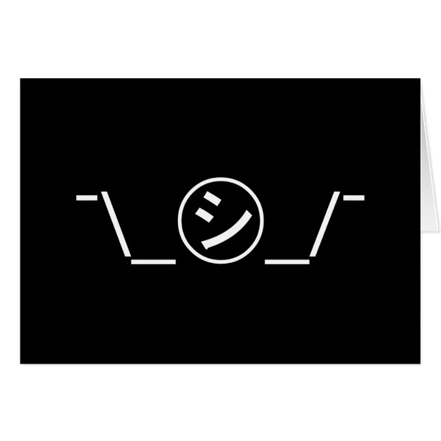 Cartão Shi Kana Shrug Emoticon ¯\_ ㋛_/ movimento Japonês  (Frente Horizontal)