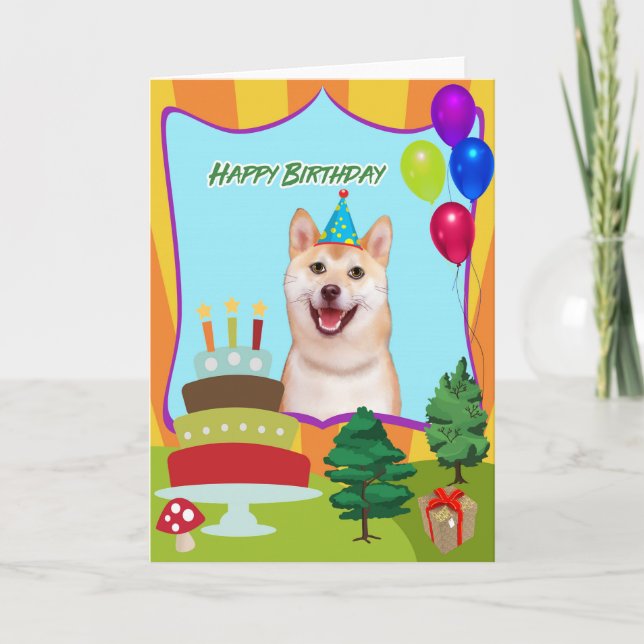 Cartão Shiba Inu Dog Birthday (Frente)