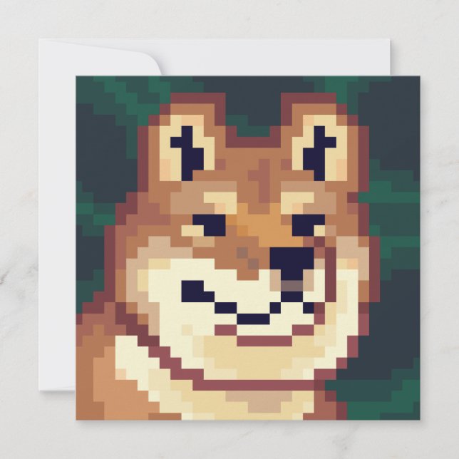 Cartão Shiba pixelart, Pixel Art, kaart (Frente)