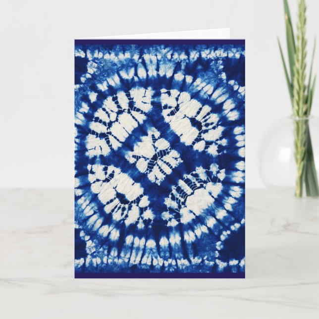 Cartão Shibori Tie Dye South Seas Indigo Batik (Frente)