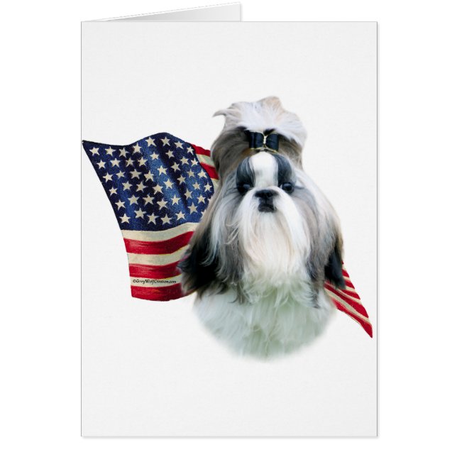 Cartão Shih Tzu 2 Flag (Frente)