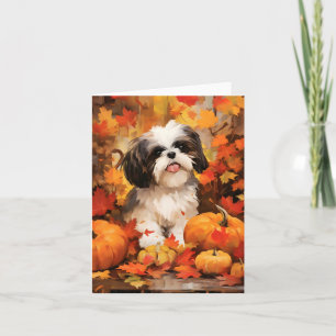 Cartão Shih Tzu Autumn Ação de Graças