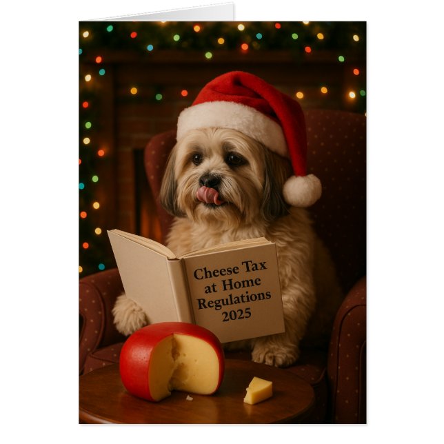 Cartão Shih Tzu 'Cheese Tax' Christmas card (Frente)