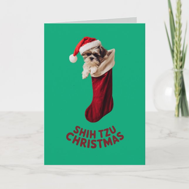 Cartão Shih Tzu Christmas Stocking (Frente)