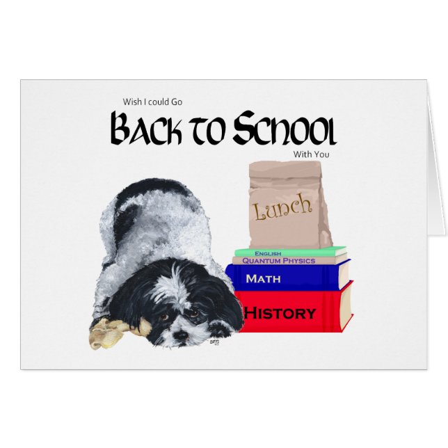 Cartão Shih Tzu de Volta às Aulas (Frente Horizontal)
