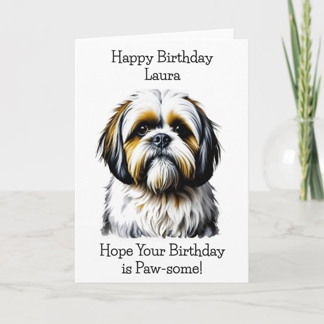 Cartão Shih Tzu Dog Amantes Personalizados Aniversário (Frente)