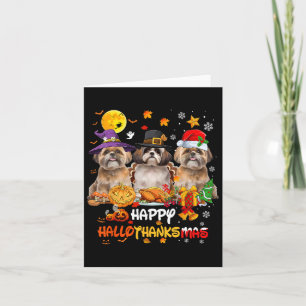 Cartão Shih Tzu Dog Feliz Halloween Feliz de Ação de Graç