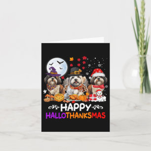 Cartão Shih Tzu Dog Natal Feliz Hallothankmas Obrigado
